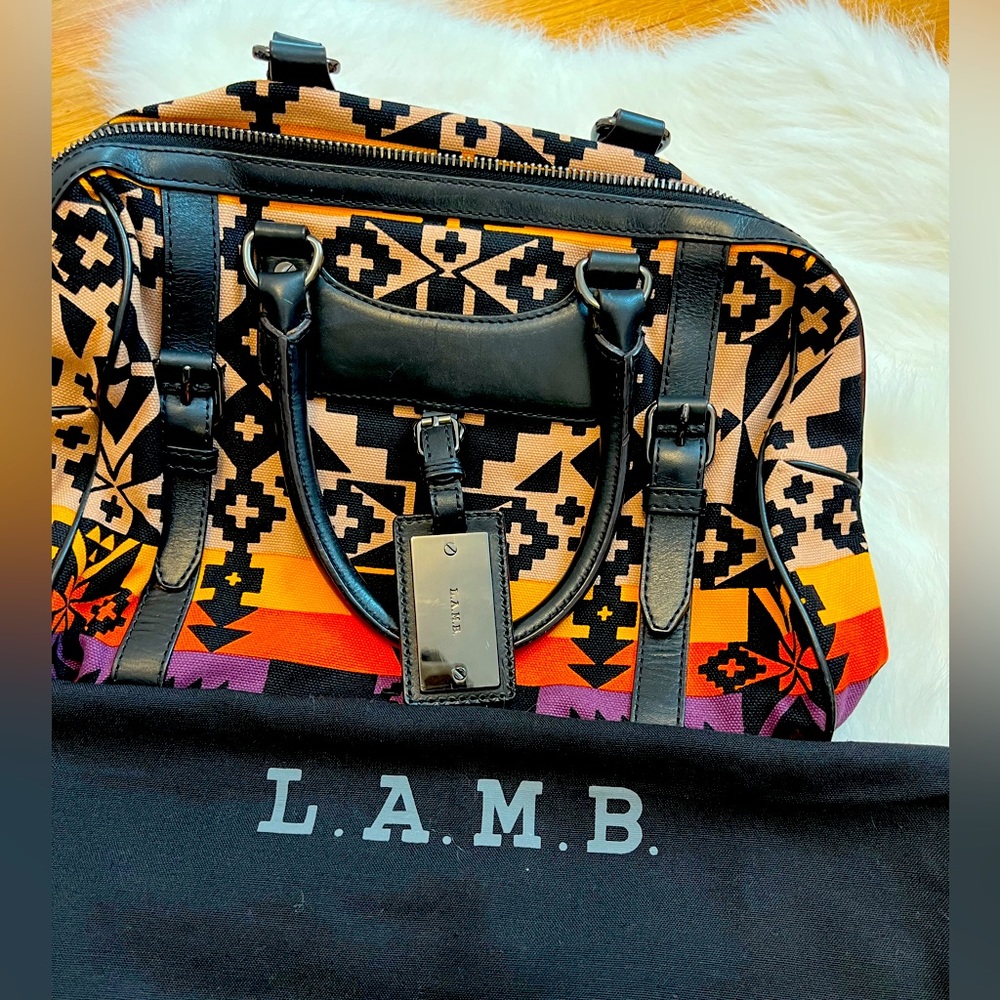 Multi-colored patterned canvas L.A.M.B. Bag